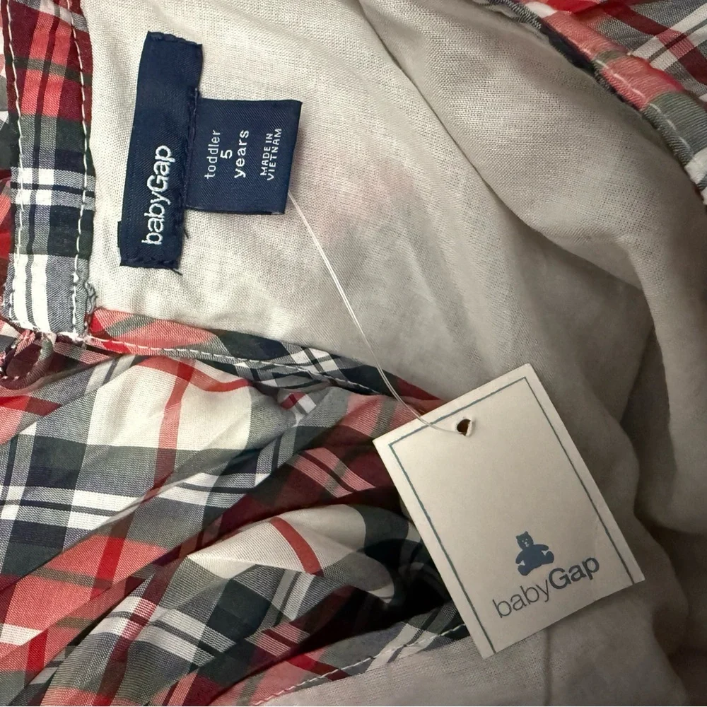 Baby Gap Plaid Pleated Dress Size 5 NWT‎ Flutter Sleeves